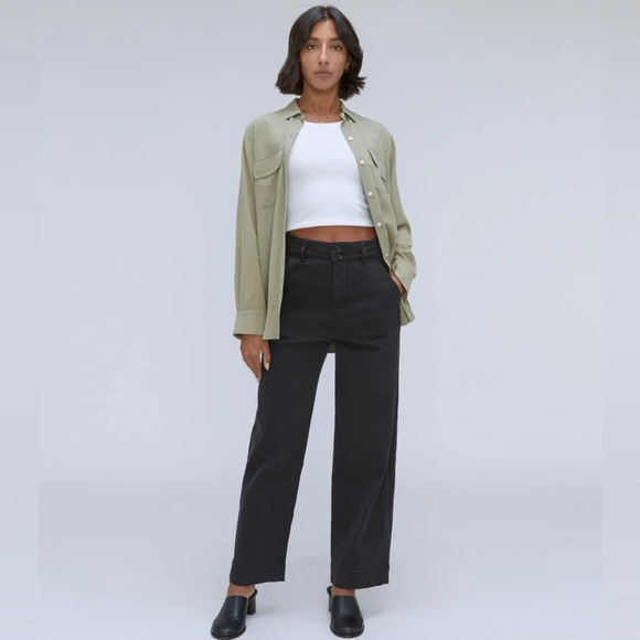NWT Everlane Bottom Organic Cotton Crop Wide-leg Black size 2 - Picture 1 of 16